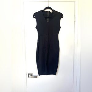 Rolla Coaster Black Fitted Midi Dress with Back Zipper